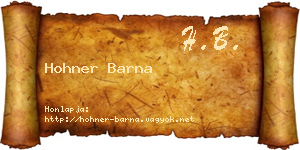Hohner Barna névjegykártya